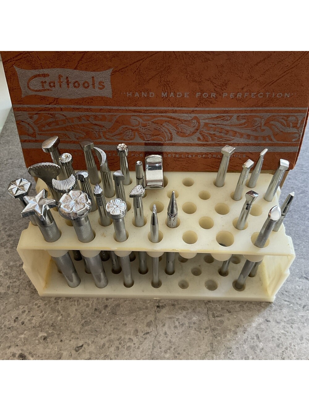 26 Craft Tool Craftool USA Leather Stamping Tool Punch Organizer Misc Shapes